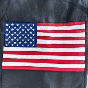Leather Men’s Riding Vest Moto American Flag 3XL NWOT Real Work Wear